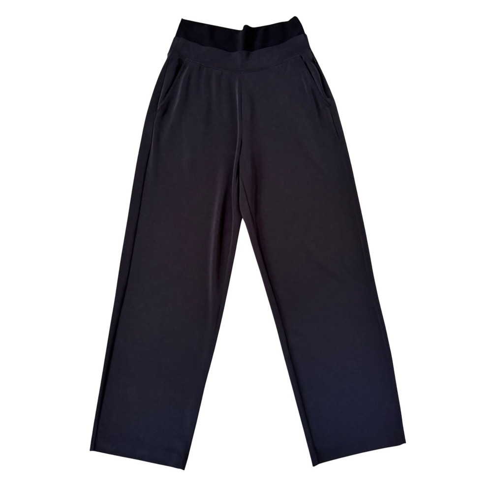 Athleta Seasoft Pants Small Soft Black Wide Leg Modal Blend Travel Loungewear